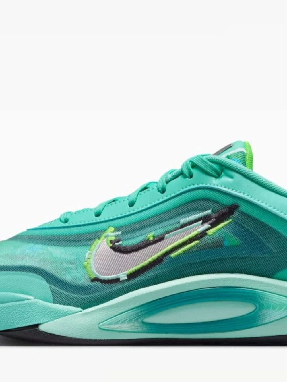Nike Kids Teal Mesh Athletic Shoes with Lime and Black Accents